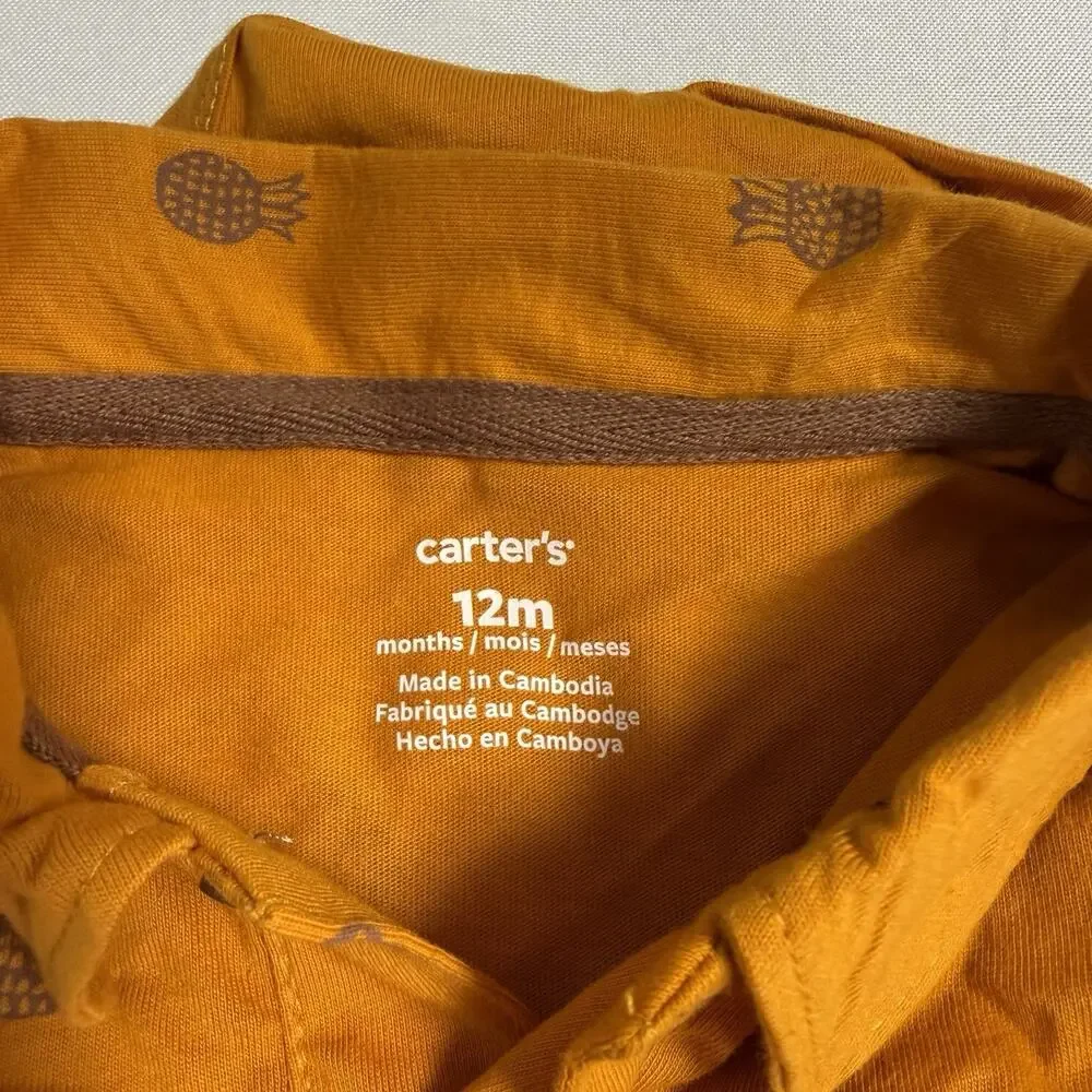 Carter's Baby Boy's Polo & Shorts Set Size 12 Months Pineapples Orange Blue
